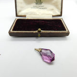 Sterling Silver and Purple Cut Glass Charm Pendant Vintage c1970