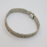 Sterling Silver Woven Effect Textured Box Clasp Bracelet Contemporary c1990