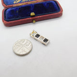 Sterling Silver Sapphire & Diamond Paste Drop Charm Pendant Vintage c1970