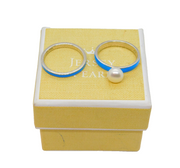 Sterling Silver Blue Enamel & Pearl Stacking Rings Vintage c2000 Size Q 1/2