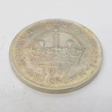 King George VI Australia Silver Coronation Crown Coin 1937 Very Fine Condition