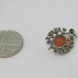Sterling Silver Shell Cameo Drop Charm Pendant Vintage c1970