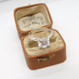 Sterling Silver Crystal Set Solitaire Statement Ring Vintage c1970 Size M UK