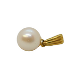 9ct Yellow Gold & Cultured Pearl Set Drop Pendant Vintage c1980s