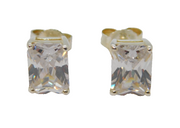 Pair of Sterling Silver CZ Rectangle Stud Earrings Vintage c1970