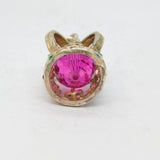 Sterling Silver Pink Crystal Crown Charm Pendant Vintage c1990