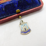 Sterling Silver and Enamel Swansea Travel Shield Charm Pendant Vintage c1970