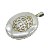 Victorian Sterling Silver Large Monogram Sweetheart Locket Pendant Antique