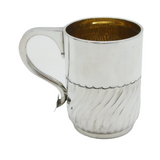Victorian Art Nouveau Sterling Silver Christening Mug Antique 1891 Edinburgh