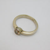 Sterling Silver White Topaz Solitaire Dress Ring Modern c1990 Size R