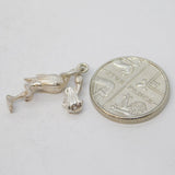 Sterling Silver Stork Delivering the Baby Charm Pendant Vintage c1970