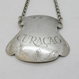 George III Sterling Silver Floral Pattern 'Curacao' Decanter Label Antique Londo