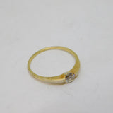 Gold On Sterling Silver White Topaz Solitaire Ring Vintage c1970 Size M 1/2