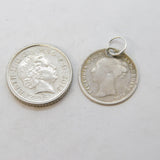Sterling Silver Monogram Threepence Coin Charm Pendant Vintage c1970s