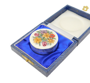Boxed Sterling Silver & Floral Pattern Trinket Box Vintage 1979 Birmingham