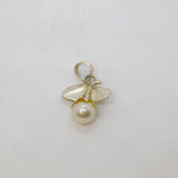 Sterling Silver Pearl & Leaf Form Delicate Charm Pendant Vintage c1970s
