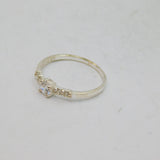 Sterling Silver Graduating 5 Stone CZ Dress Ring Modern c1990 Size M 1/2