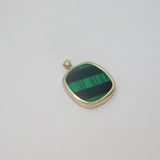 Sterling Silver Malachite & Black Onyx Diagonal Stripe Pendant Vintage c1970s
