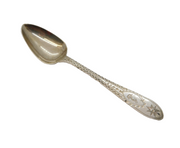 Irish Victorian Sterling Silver Crested Teaspoon Antique 1888 Dublin
