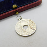 Silver Dipped Authentic French 1932 10 Centimes Charm Pendant