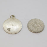 Sterling Silver Scalloped Edge St Christopher Travel Charm Pendant Vintage c1970