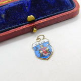 Sterling Silver and Enamel Oslo Travel Shield Charm Pendant Vintage c1970