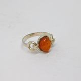 Sterling Silver Cabochon Baltic Amber Studio Style Ring Vintage c1970 Size K