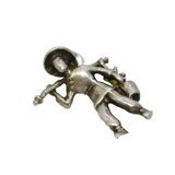 Sterling Silver Oriental Farmer Charm Pendant Vintage c1970