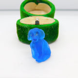 Czech Deep Blue Glass Dachshund Dog Cracker Cat Charm Antique c1920 Deco