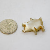 Victorian Silver Mounted Carved Mother of Pearl Pig Charm Pendant Antique