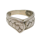 Mexican Sterling Silver Snakeskin Style Crossover Ring Vintage c1970