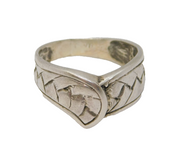 Mexican Sterling Silver Snakeskin Style Crossover Ring Vintage c1970