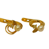 Pair of Sterling Silver Gilt Pearl & Paste Leverback Earrings Vintage c1970