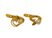 Pair of Sterling Silver Gilt Pearl & Paste Leverback Earrings Vintage c1970