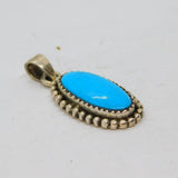 Sterling Silver Oval Turquoise Beaded Edge Charm Or Pendant Vintage c1970s