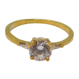 Gold On Sterling Silver Paste Set Dress Ring Vintage c1970 Size P