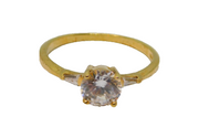Gold On Sterling Silver Paste Set Dress Ring Vintage c1970 Size P