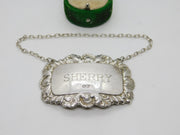 Sterling Silver Floral Pattern Sherry Decanter Label Vintage 1994 Sheffield