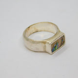 Sterling Silver Mamo Jo Studio Abalone Signet Ring Contemporary c2000 Size W