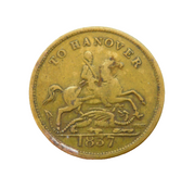 Queen Victoria Novelty 'To Hanover' Gaming Counter Token Antique 1837