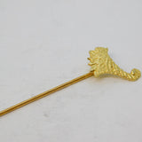 Gold on Sterling Silver Floral Cornucopia Stick Pin Antique c1930 Art Deco
