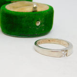 Sterling Silver Square Set CZ Solitaire Ring Vintage c1970 Size Q 1/2