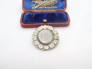 Victorian Sterling Silver Floral Form Threepence Coin Brooch Antique c1880