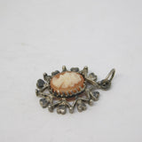 Sterling Silver Shell Cameo Drop Charm Pendant Vintage c1970