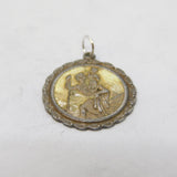 Sterling Silver Yellow Enamel St Christopher Charm Pendant Vintage c1970s