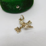 Sterling Silver Dove with Letter Charm Pendant Vintage c1970