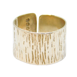 Sterling Silver Wide Bark Pattern Open Band Dress Ring Vintage c1970 Size K 1/2