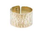 Sterling Silver Wide Bark Pattern Open Band Dress Ring Vintage c1970 Size K 1/2