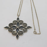 Ortak Scottish Sterling Silver Large Celtic Cross Pendant Necklace Vintage
