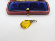 Sterling Silver and Cut Yellow Glass Charm Pendant Vintage c1970